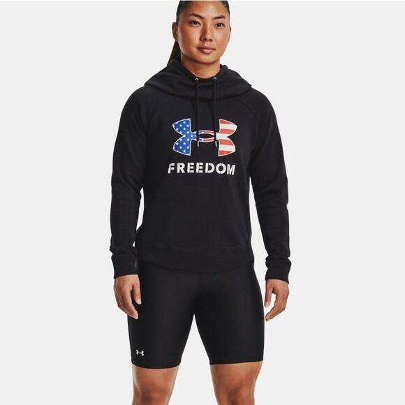 Under Armour Women's Freedom Rival Fleece Logo Hoodie Size Medium EUC Patriotic - Picture 4 of 11
